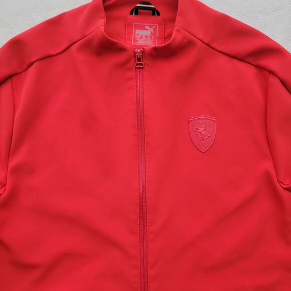 Puma Farrari T7 Jacket Rosso Corsa Men's Size Large Red Track Full Zip - Picture 5 of 14